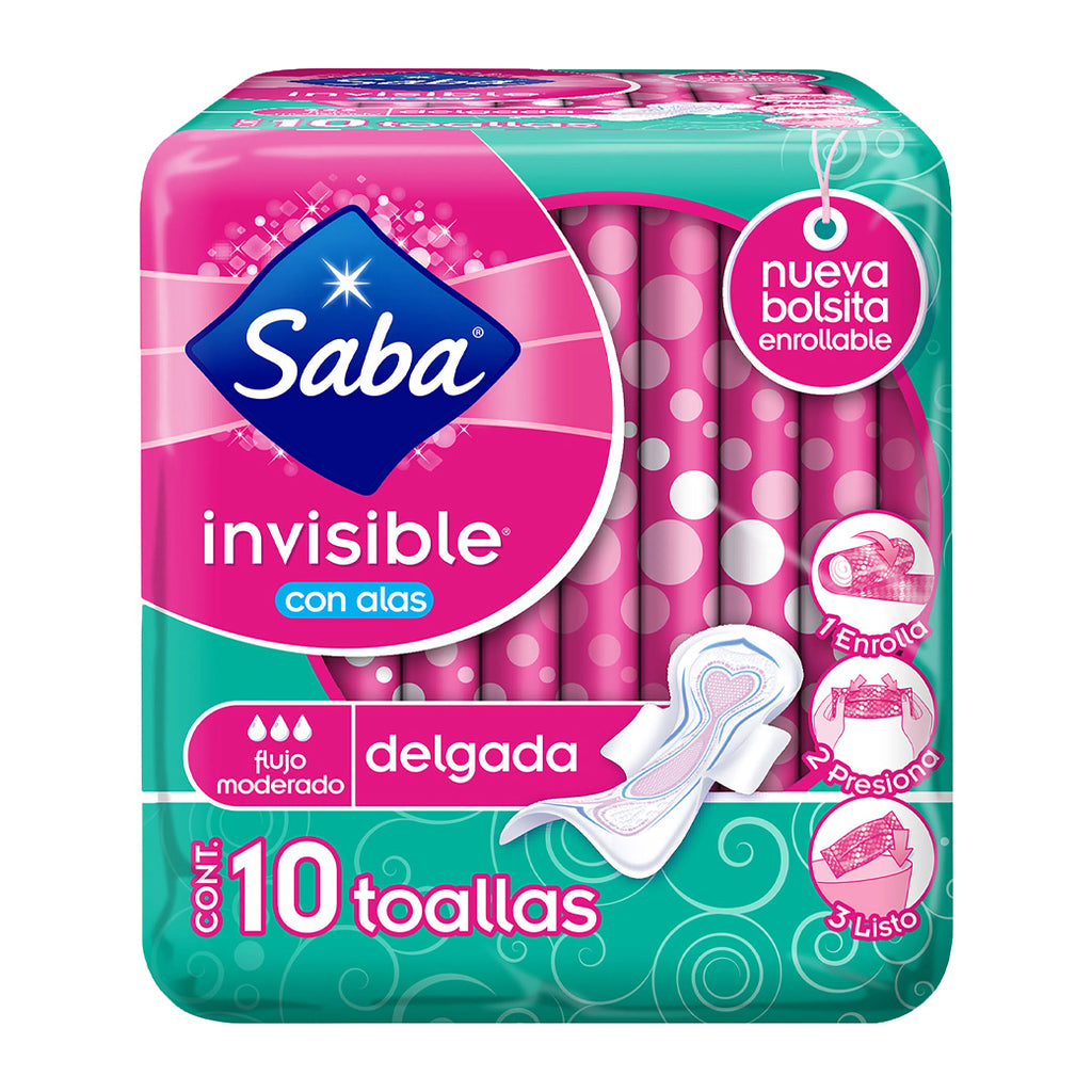 SABA Toalla Invisible C/Alas 10u